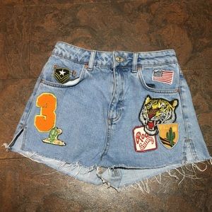 Topshop moto high waisted jean shorts